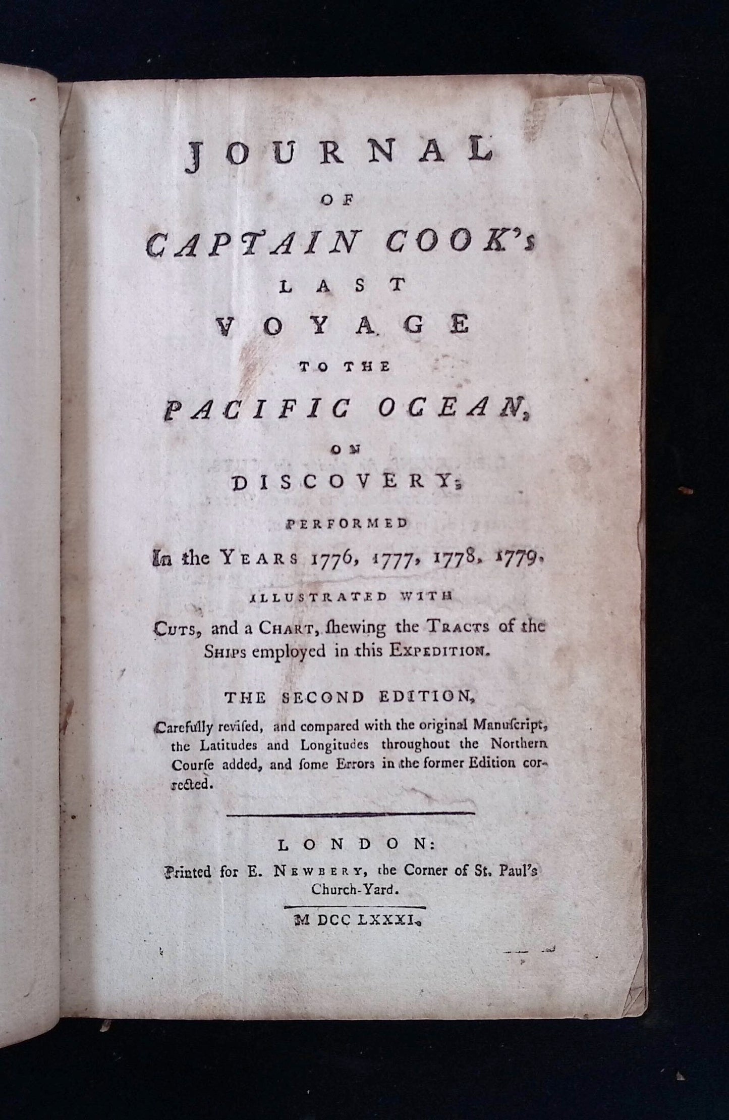 Journal Of Captain Cook's Last Voyage To The Pacific Ocean, On Discovery, Performed In The Years 1776, 1777, 1778, 1779, Illustrated With Cuts, And A Chart, Shewing The Tracts Of The Ships Employed In This Expedition  (The Second Edition)