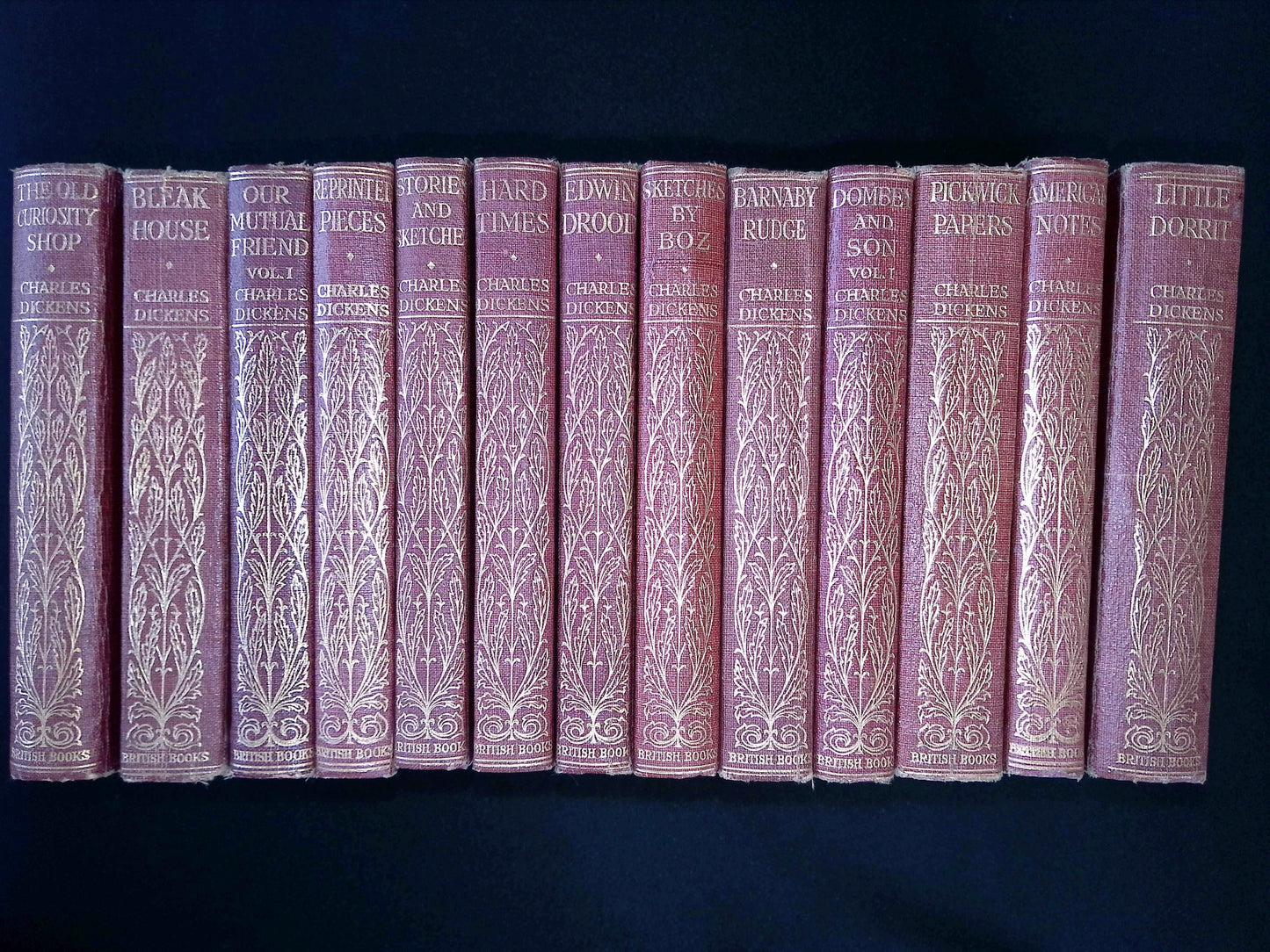Twenty-four volume set of The Complete Works of Charles Dickens (Oliver Twist volume not present)