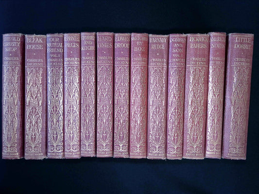 Twenty-four volume set of The Complete Works of Charles Dickens (Oliver Twist volume not present)
