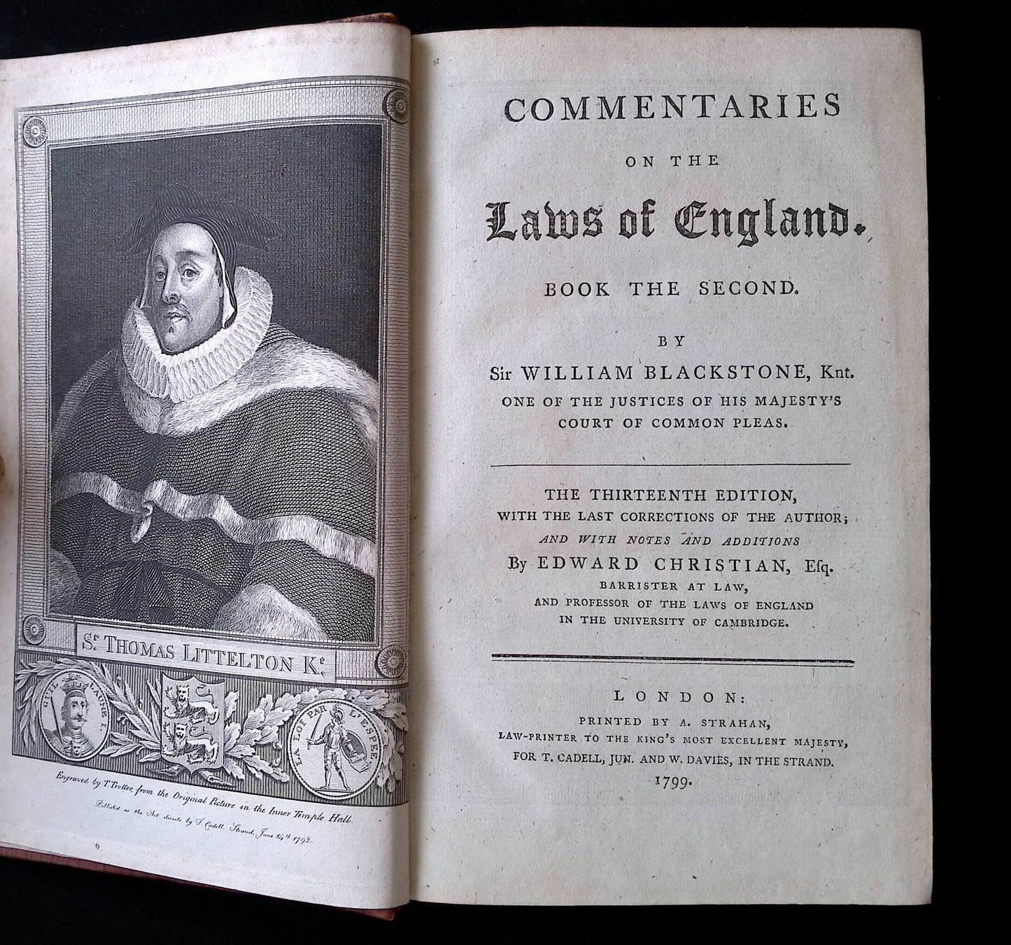 Commentaries on the Laws of England in Four Books (3 VOLUMES ONLY)
