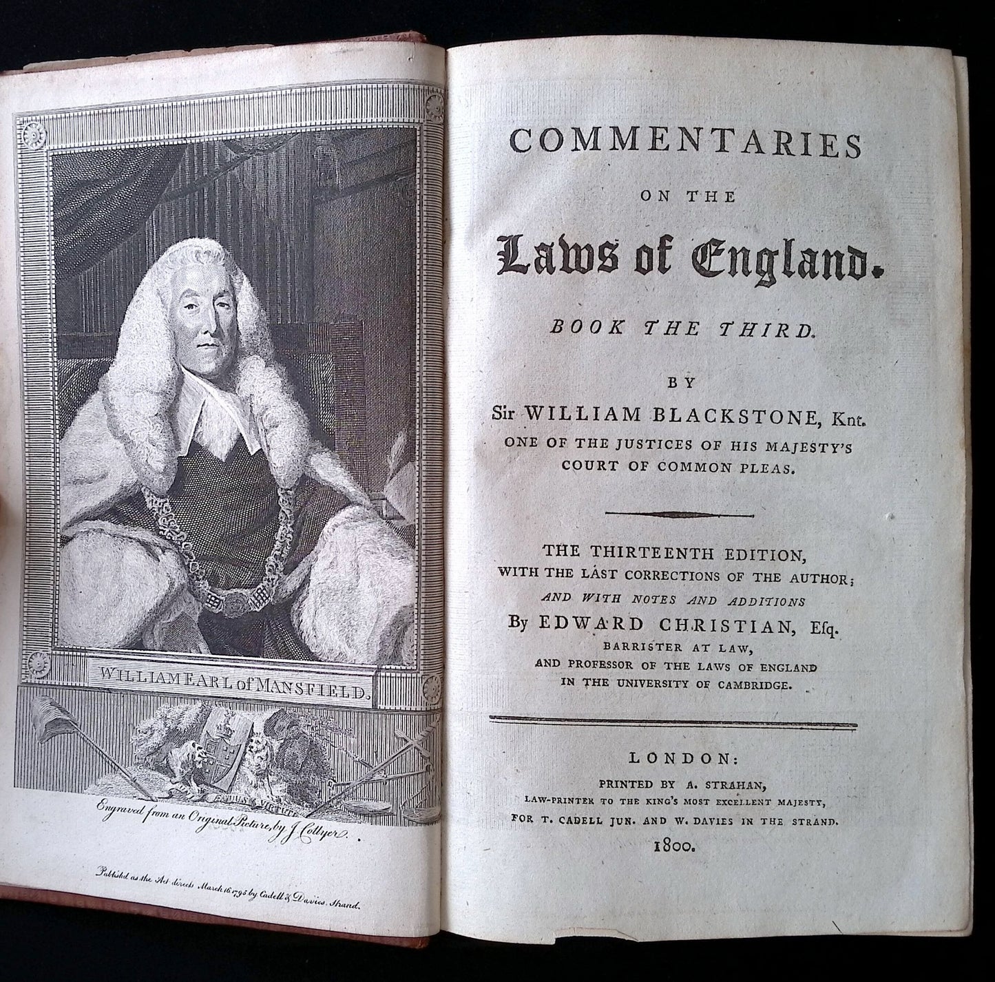 Commentaries on the Laws of England in Four Books (3 VOLUMES ONLY)