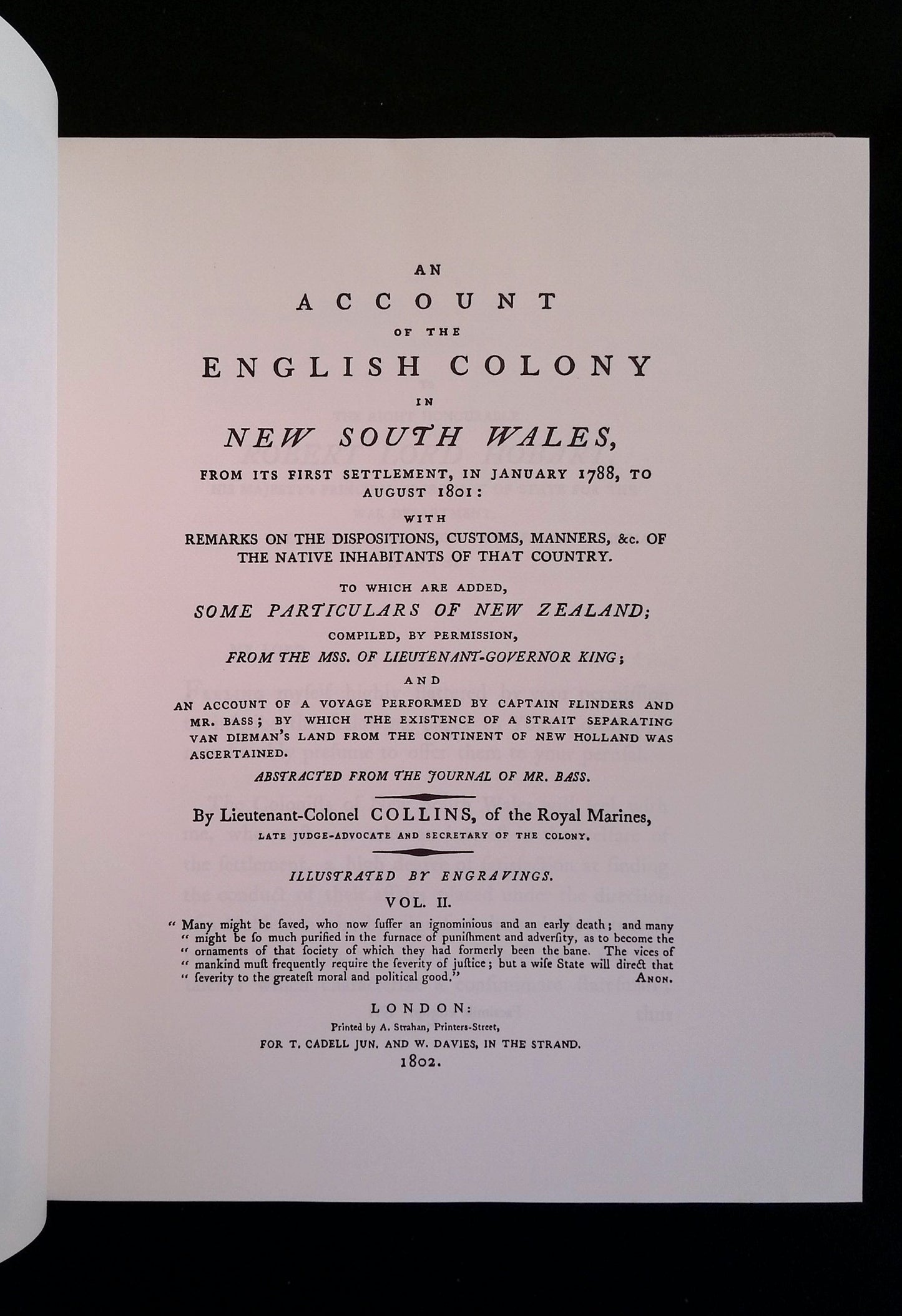 An Account of the English Colony in New South Wales: With Remarks on the Dispositions, Customs, Manners, &c. of the Native Inhabitants of that Country. To Which are Added Some Particulars of New Zealand. (Two Volumes)